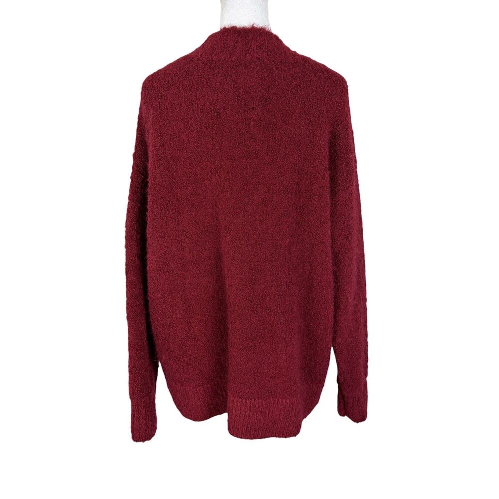 Aerie Red Fuzzy Oversized V-Neck Sweater Red Cozy Wool Blend Knit Size Small - Picture 4 of 8